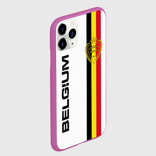 Чехол iPhone 11 Pro матовый СБОРНАЯ БЕЛЬГИИ / 3D-Фиолетовый – фото 2