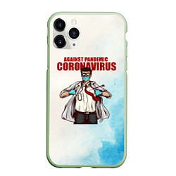 Чехол iPhone 11 Pro матовый Coronavirus, цвет: 3D-салатовый