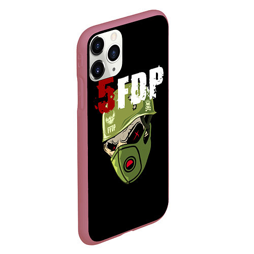 Чехол iPhone 11 Pro матовый FFDP череп в каске и маске / 3D-Малиновый – фото 2