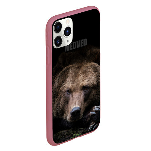 Чехол iPhone 11 Pro матовый Русский MEDVED / 3D-Малиновый – фото 2