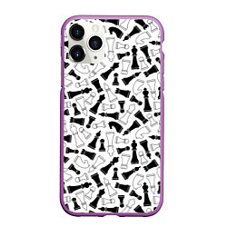 Чехол iPhone 11 Pro матовый Шахматы, цвет: 3D-фиолетовый