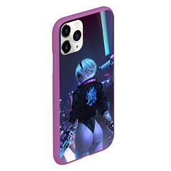 Чехол iPhone 11 Pro матовый Nier X Cyberpunk, цвет: 3D-фиолетовый — фото 2