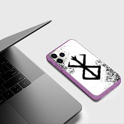 Чехол iPhone 11 Pro матовый БЕРСЕРК logo чб, цвет: 3D-фиолетовый — фото 2
