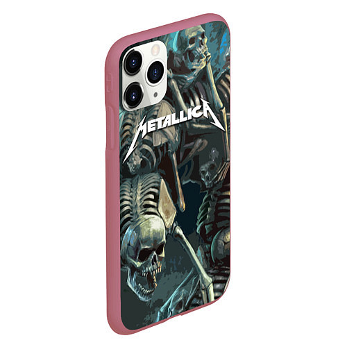 Чехол iPhone 11 Pro матовый Metallica Metal Skull / 3D-Малиновый – фото 2