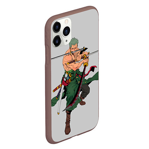 Чехол iPhone 11 Pro матовый Арт Ророноа Зоро, One Piece / 3D-Коричневый – фото 2