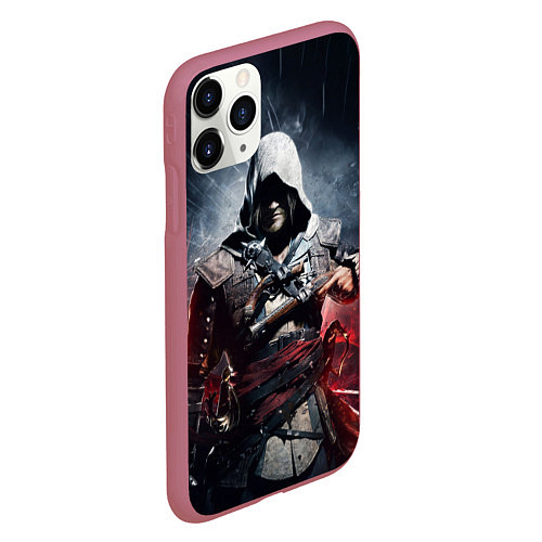 Чехол iPhone 11 Pro матовый Assassins Creed 4: Black Flag / 3D-Малиновый – фото 2