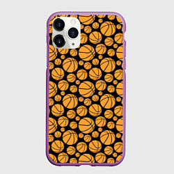 Чехол iPhone 11 Pro матовый Баскетбольные Мячи, цвет: 3D-фиолетовый