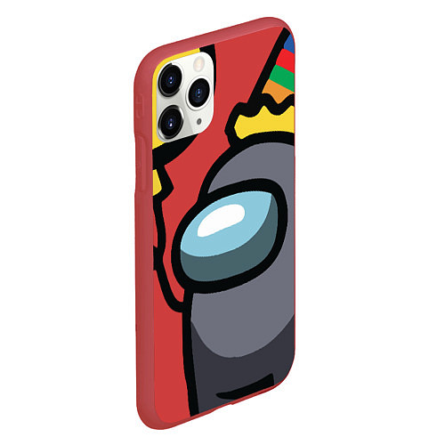Чехол iPhone 11 Pro матовый AMONG US / 3D-Красный – фото 2