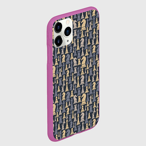 Чехол iPhone 11 Pro матовый Шахматист / 3D-Фиолетовый – фото 2