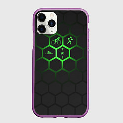 Чехол iPhone 11 Pro матовый Триатлон спортсмены, цвет: 3D-фиолетовый