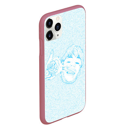 Чехол iPhone 11 Pro матовый Blue Lil Peep / 3D-Малиновый – фото 2