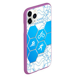 Чехол iPhone 11 Pro матовый Плыви, Крути, Беги, цвет: 3D-фиолетовый — фото 2