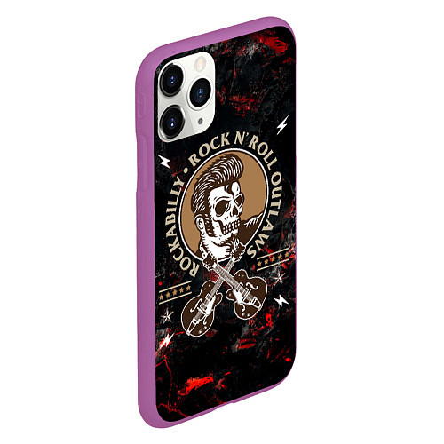 Чехол iPhone 11 Pro матовый Элвис Пресли Rock n roll / 3D-Фиолетовый – фото 2