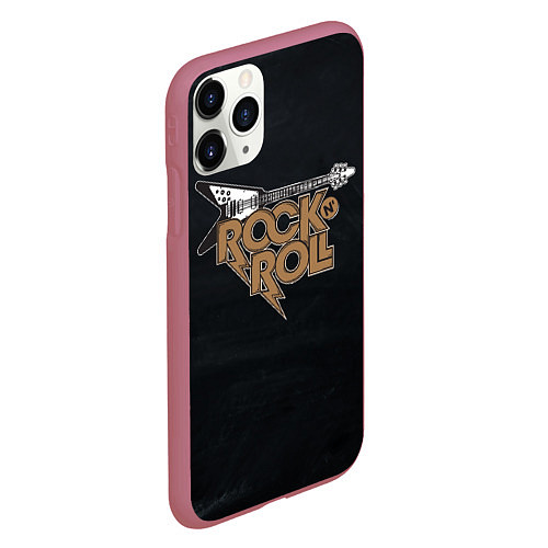 Чехол iPhone 11 Pro матовый Rock n Roll Гитара / 3D-Малиновый – фото 2