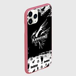 Чехол iPhone 11 Pro матовый Старшая школа Карасуно, цвет: 3D-малиновый — фото 2