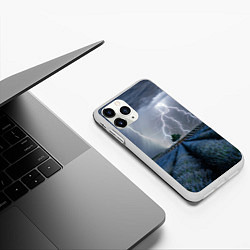 Чехол iPhone 11 Pro матовый Молнии, цвет: 3D-белый — фото 2
