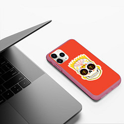 Чехол iPhone 11 Pro матовый Мексиканский Барт, цвет: 3D-малиновый — фото 2