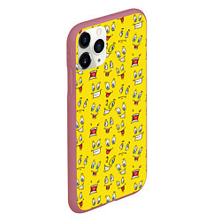 Чехол iPhone 11 Pro матовый Забавные Лица, цвет: 3D-малиновый — фото 2