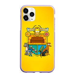 Чехол iPhone 11 Pro матовый Simpsons nation, цвет: 3D-светло-сиреневый