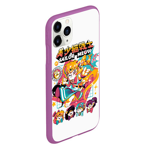 Чехол iPhone 11 Pro матовый Sailor Meow / 3D-Фиолетовый – фото 2