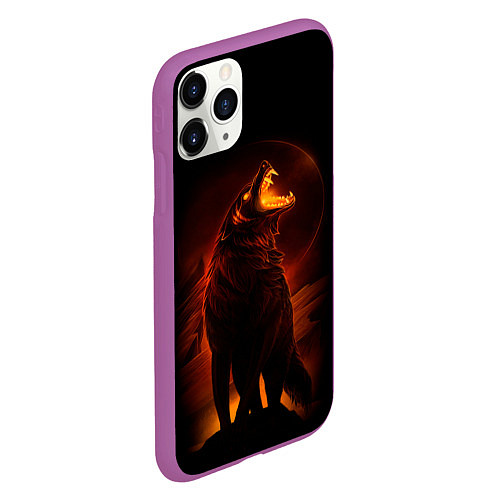 Чехол iPhone 11 Pro матовый DARK WOLF / 3D-Фиолетовый – фото 2