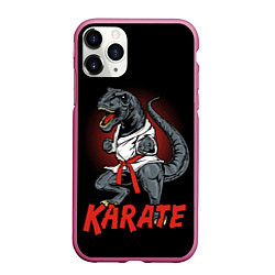 Чехол iPhone 11 Pro матовый KARATE T-REX, цвет: 3D-малиновый