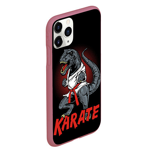 Чехол iPhone 11 Pro матовый KARATE T-REX / 3D-Малиновый – фото 2