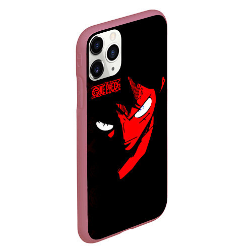 Чехол iPhone 11 Pro матовый Взгляд Луффи One Piece / 3D-Малиновый – фото 2