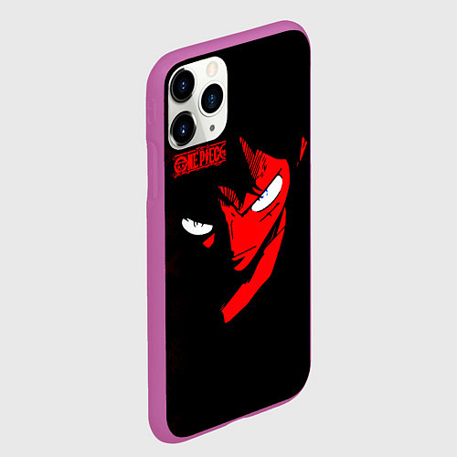 Чехол iPhone 11 Pro матовый Взгляд Луффи One Piece / 3D-Фиолетовый – фото 2