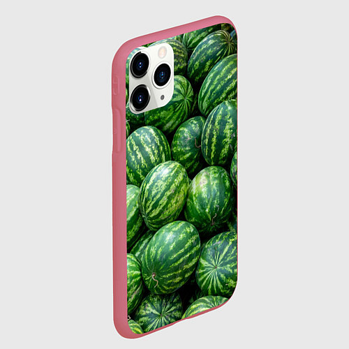 Чехол iPhone 11 Pro матовый Арбузы / 3D-Малиновый – фото 2