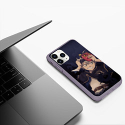 Чехол iPhone 11 Pro матовый Черный клевер, цвет: 3D-серый — фото 2