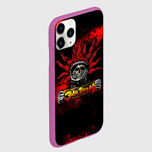 Чехол iPhone 11 Pro матовый Элизиум череп с табличкой / 3D-Фиолетовый – фото 2