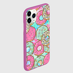 Чехол iPhone 11 Pro матовый РазНоцветные Пончики, цвет: 3D-фиолетовый — фото 2