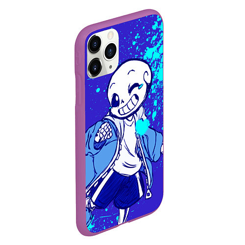 Чехол iPhone 11 Pro матовый UNDERTALE SANS BLUE / 3D-Фиолетовый – фото 2