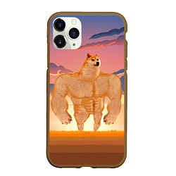 Чехол iPhone 11 Pro матовый Мем собака качок DOGE, цвет: 3D-коричневый