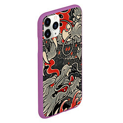 Чехол iPhone 11 Pro матовый Китайский Дракон, China Dragon, цвет: 3D-фиолетовый — фото 2