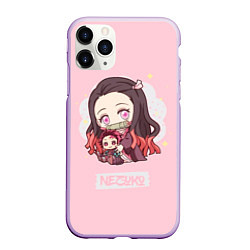 Чехол iPhone 11 Pro матовый Baby Nezuko, цвет: 3D-сиреневый