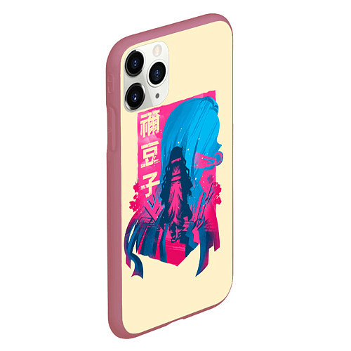 Чехол iPhone 11 Pro матовый Nezuko Neon / 3D-Малиновый – фото 2