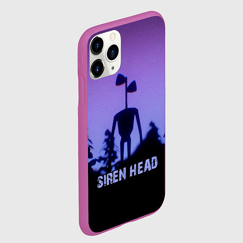 Чехол iPhone 11 Pro матовый СИРЕНОГОЛОВЫЙ ГЛИТЧ / 3D-Фиолетовый – фото 2