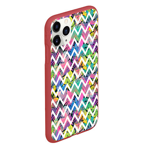 Чехол iPhone 11 Pro матовый Кривая линия и цветы / 3D-Красный – фото 2