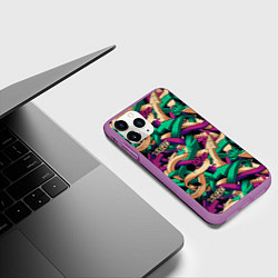 Чехол iPhone 11 Pro матовый Граффити стрелы, цвет: 3D-фиолетовый — фото 2