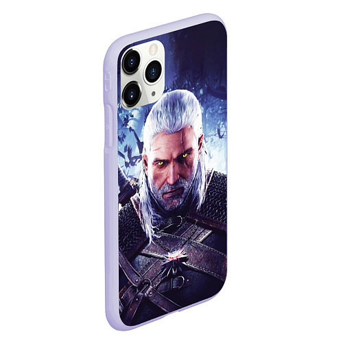 Чехол iPhone 11 Pro матовый THE WITCHER GERALT OF RIVIA / 3D-Светло-сиреневый – фото 2