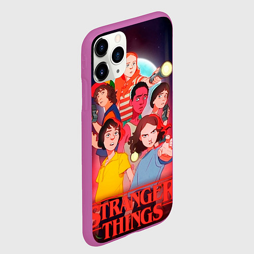Чехол iPhone 11 Pro матовый Очень Странные Дела Арт / 3D-Фиолетовый – фото 2