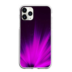 Чехол iPhone 11 Pro матовый СИРЕНЬЕВЫЕ ЛУЧИ, цвет: 3D-белый