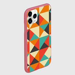 Чехол iPhone 11 Pro матовый Треугольники, цвет: 3D-малиновый — фото 2