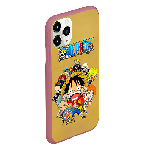 Чехол iPhone 11 Pro матовый Персонажи One Piece Большой куш / 3D-Малиновый – фото 2
