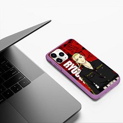 Чехол iPhone 11 Pro матовый Кэн Рюгудзи Токийские мстители, цвет: 3D-фиолетовый — фото 2
