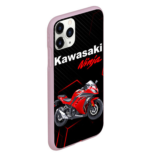 Чехол iPhone 11 Pro матовый KAWASAKI NINJA КАВАСАКИ / 3D-Розовый – фото 2