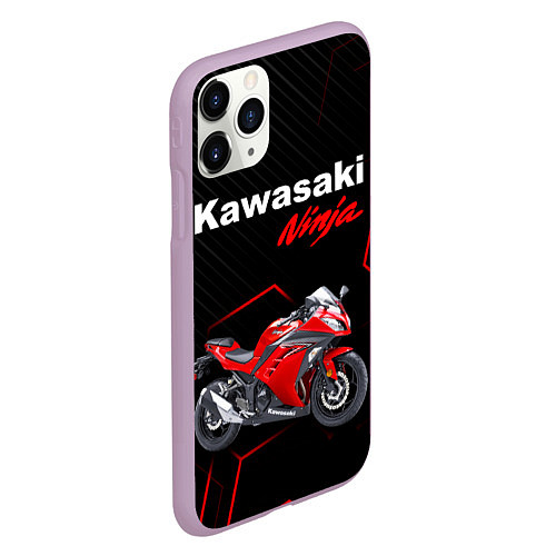 Чехол iPhone 11 Pro матовый KAWASAKI NINJA КАВАСАКИ / 3D-Сиреневый – фото 2