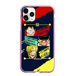 Чехол iPhone 11 Pro матовый Луффи, Зоро и Санджи One Piece, цвет: 3D-розовый